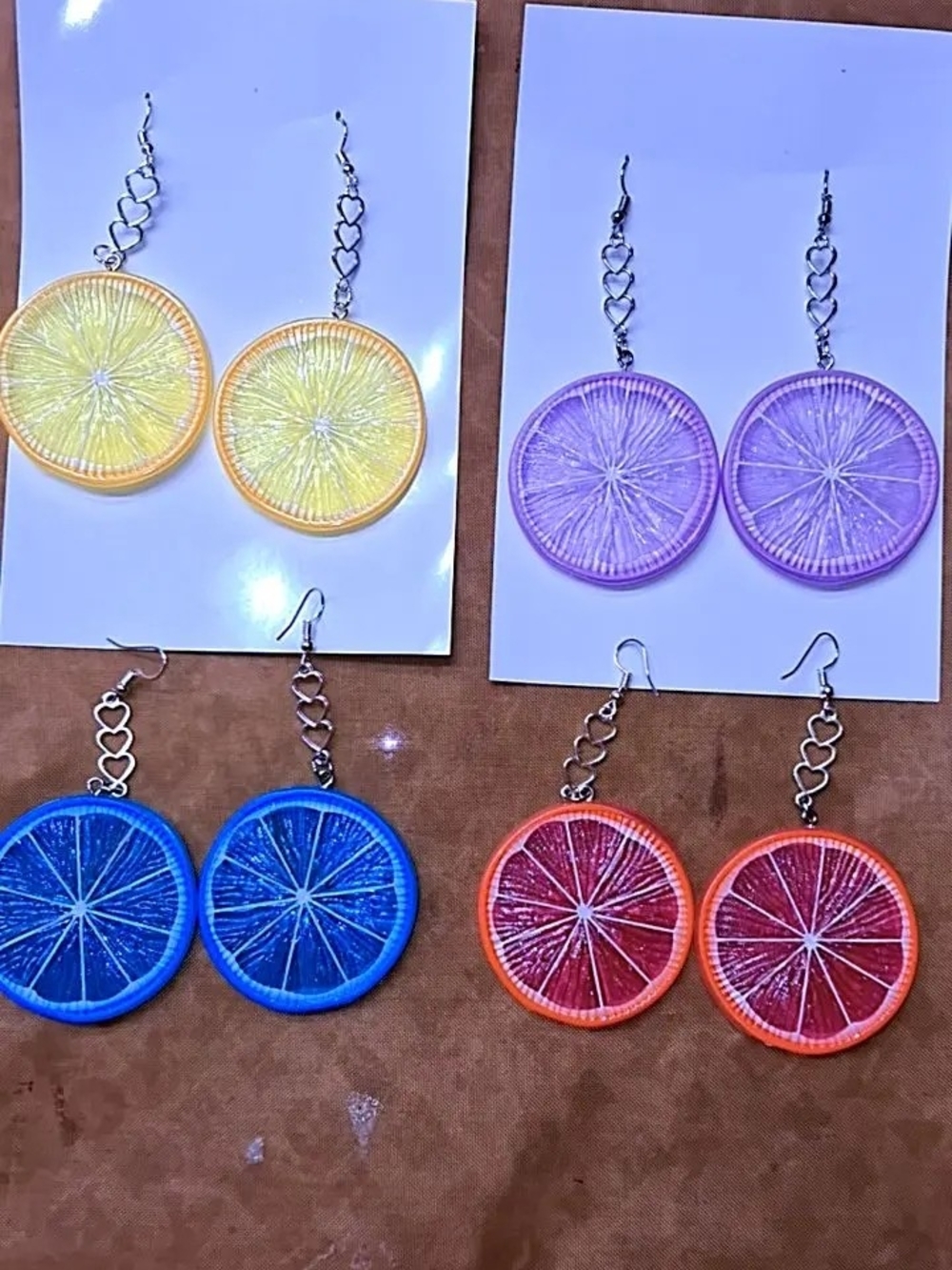 Colorful Fruit Slice Dangle Earrings for Women - Yellow, Purple, Blue, Orange